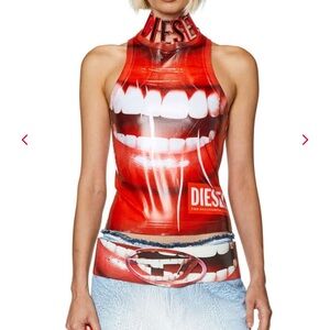 Diesel Bold Red Graphic Tank Top